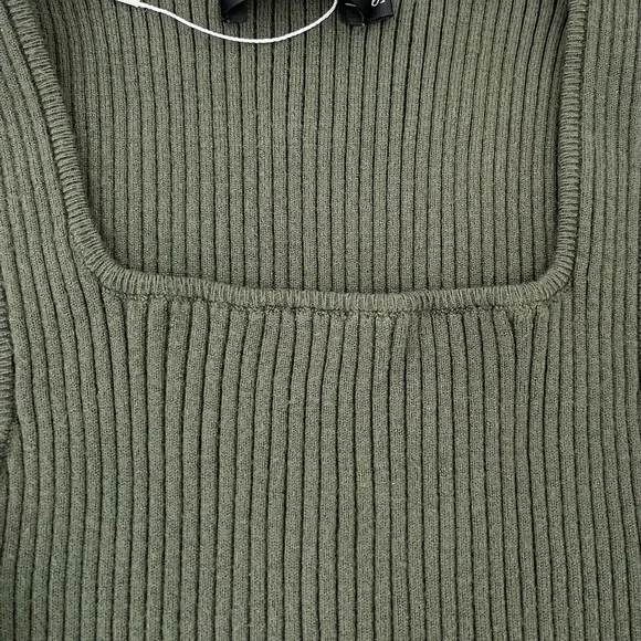 Olive Green Ribbed Knit Tank Top Size Small - Picture 2 of 3